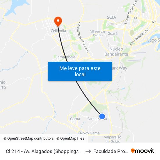 Cl 214 - Av. Alagados (Shopping/Delegacia) to Faculdade Projeção map