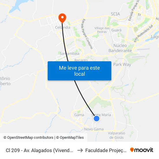 Cl 209 - Av. Alagados (Vivendas) to Faculdade Projeção map