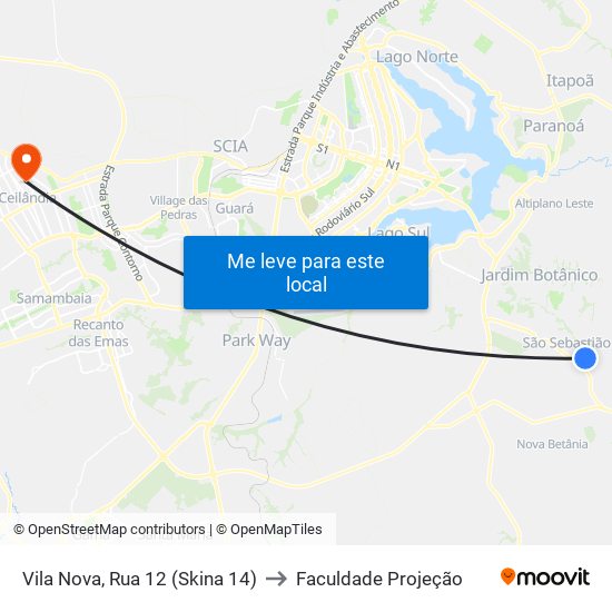 Vila Nova, Rua 12 (Skina 14) to Faculdade Projeção map