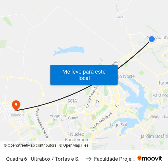 Quadra 6 | Ultrabox / Tortas E Sonhos to Faculdade Projeção map