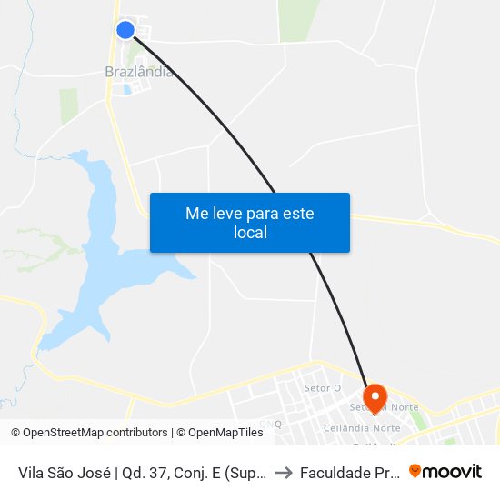 Vila São José | Qd. 37, Conj. E (Superm. Barbosa) to Faculdade Projeção map