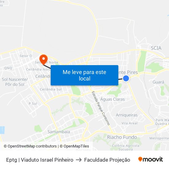 Eptg | Viaduto Israel Pinheiro to Faculdade Projeção map