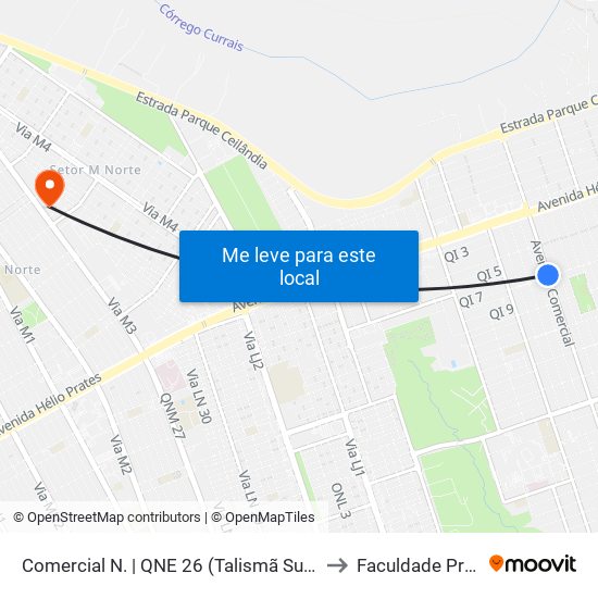 Comercial Norte | Qne 26 (Guarapari) to Faculdade Projeção map