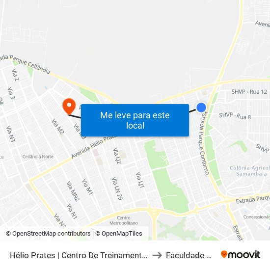 Hélio Prates | Centro De Treinamento Da Polícia Militar to Faculdade Projeção map