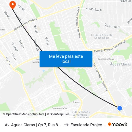 Av. Águas Claras | Qs 7, Rua 800 to Faculdade Projeção map