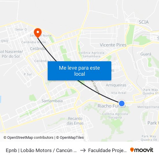 Epnb | Lobão Motors / Cancún Hotel to Faculdade Projeção map