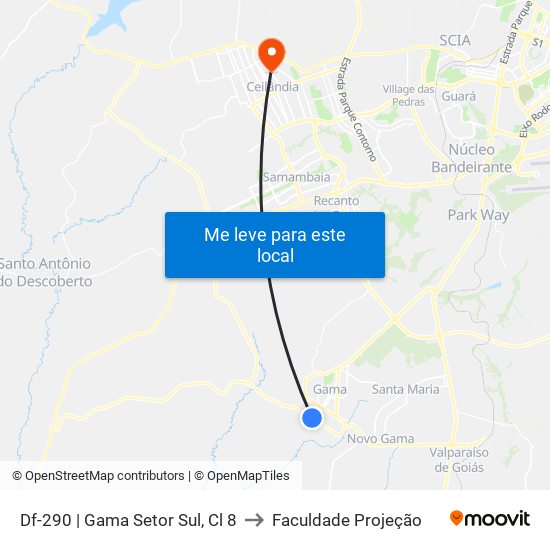 Df-290 | Gama Setor Sul, Cl 8 to Faculdade Projeção map