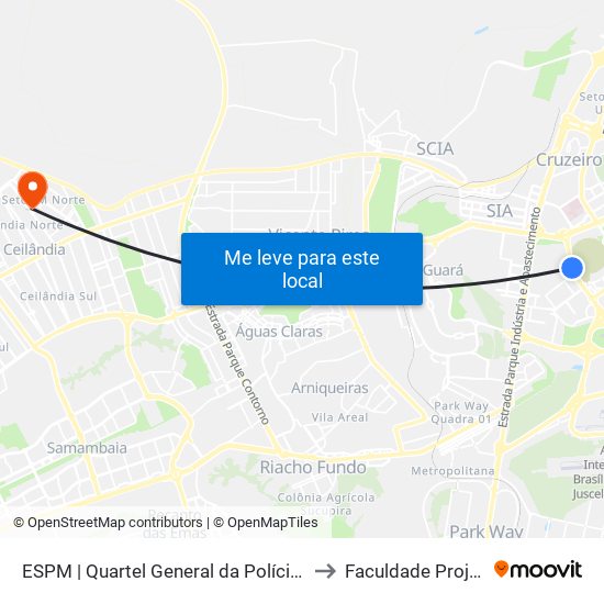 Setor Policial | Quartel General Da Pmdf to Faculdade Projeção map