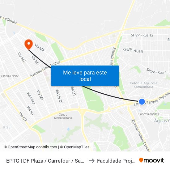 Eptg | Df Plaza / Carrefour / Sam's Club to Faculdade Projeção map