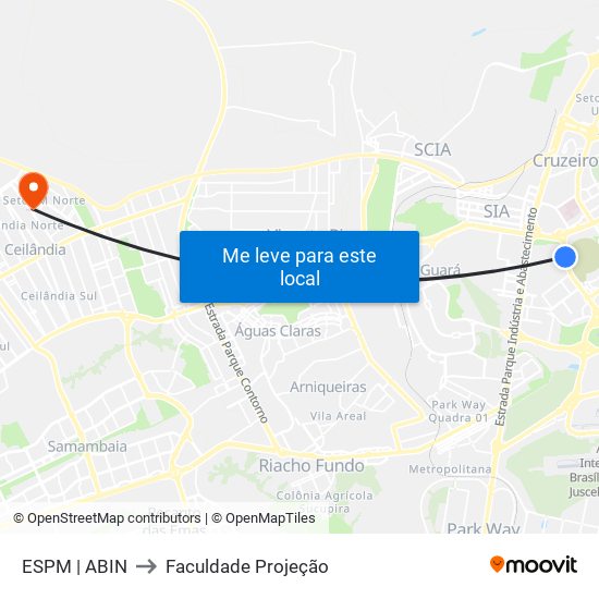 ESPM | ABIN to Faculdade Projeção map