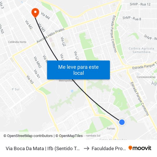 Via Boca Da Mata | Ifb (Sentido Taguatinga) to Faculdade Projeção map