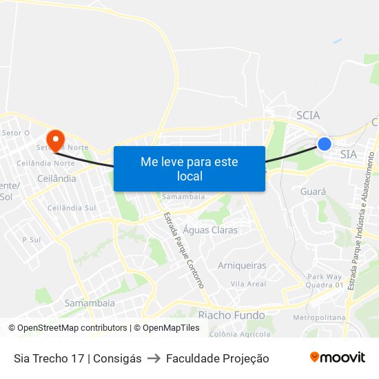 SIA Tr. 17 | Consigás to Faculdade Projeção map