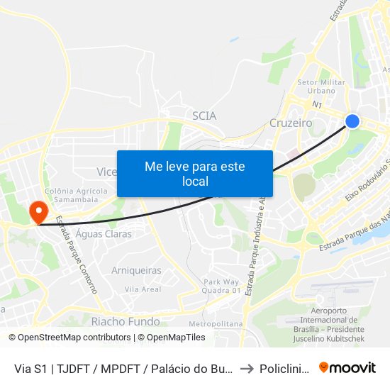 Via S1 | Tjdft / Mpdft / Palácio Do Buriti to Policlinica map