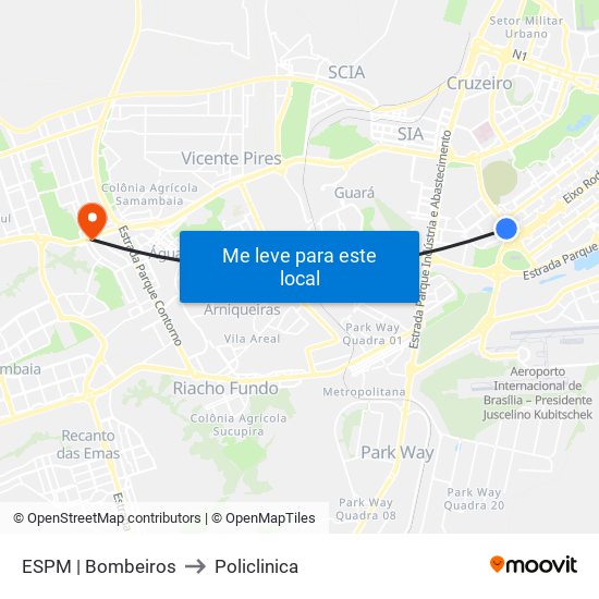 ESPM | Bombeiros to Policlinica map