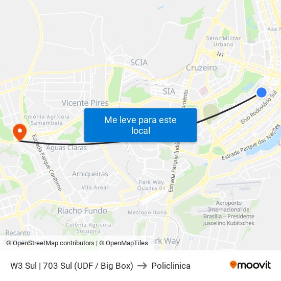W3 Sul | 703 Sul (Udf / Big Box) to Policlinica map