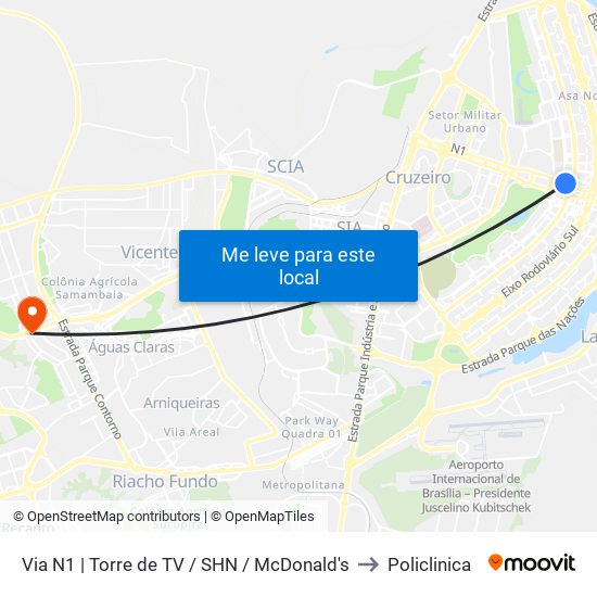 Via N1 | Torre de TV / SHN / McDonald's to Policlinica map