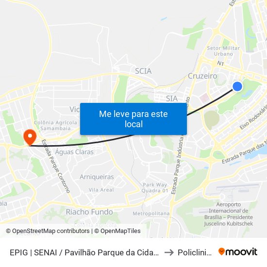 Epig | Senai / Pavilhão Parque Da Cidade to Policlinica map