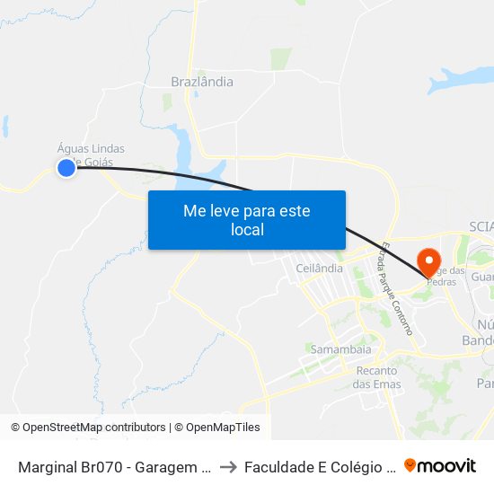 Marginal Br070 - Garagem Da Utb to Faculdade E Colégio Mauá map