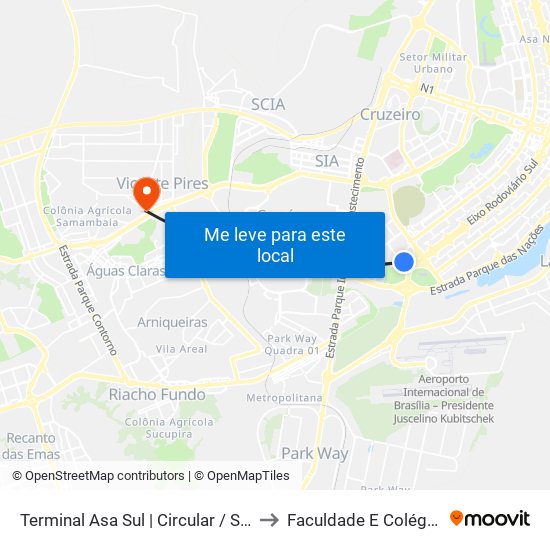 Terminal Asa Sul | Zebrinha / Samambaia to Faculdade E Colégio Mauá map