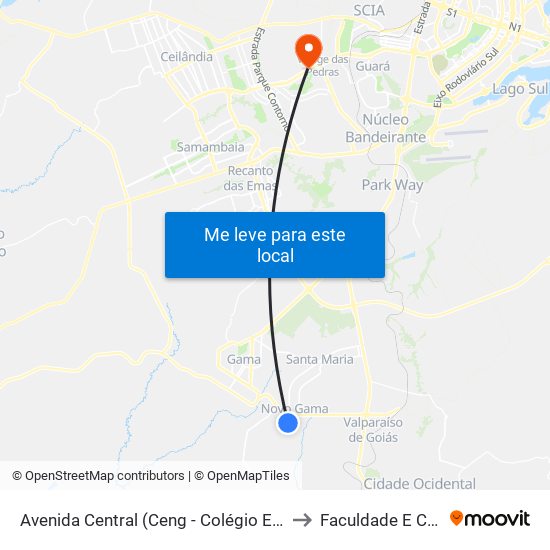 Avenida Central (Ceng - Colégio Estadual Do Novo Gama) to Faculdade E Colégio Mauá map