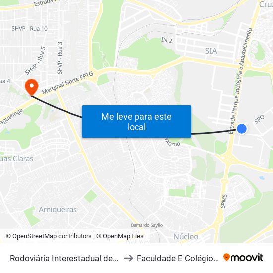 Rodoviária Interestadual de Brasília to Faculdade E Colégio Mauá map