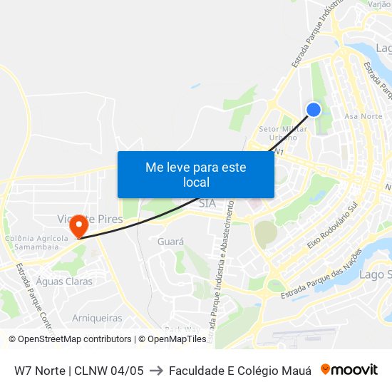 W7 Norte (Acesso Sqnw 105) to Faculdade E Colégio Mauá map