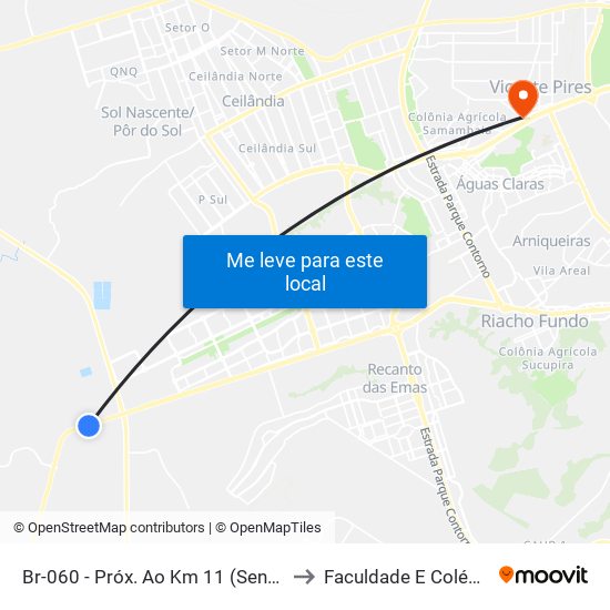 Br-060  - Próx. Ao Km 11 (Sentido Brasília) to Faculdade E Colégio Mauá map