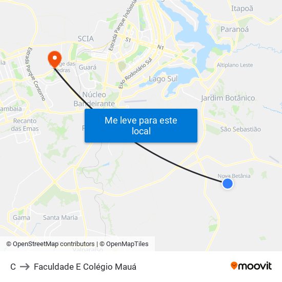 C to Faculdade E Colégio Mauá map