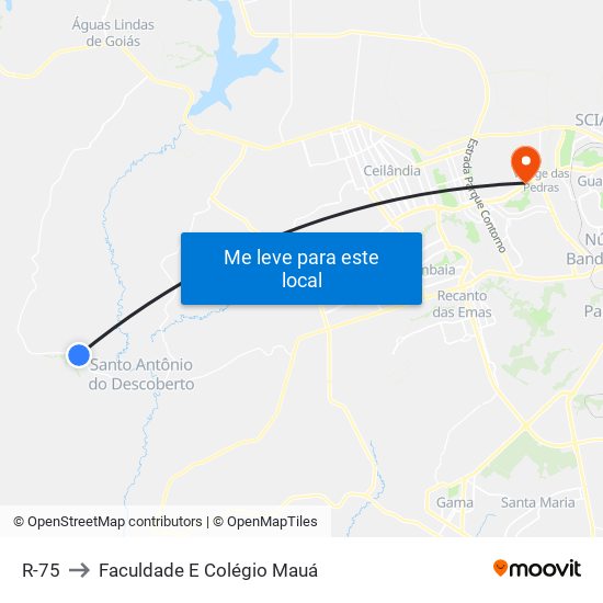 R-75 to Faculdade E Colégio Mauá map