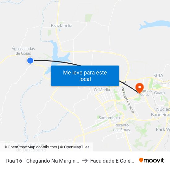 Rua 16 - Chegando Na Marginal Da Br 070 to Faculdade E Colégio Mauá map