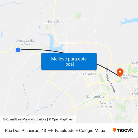 Rua Dos Pinheiros, 43 to Faculdade E Colégio Mauá map