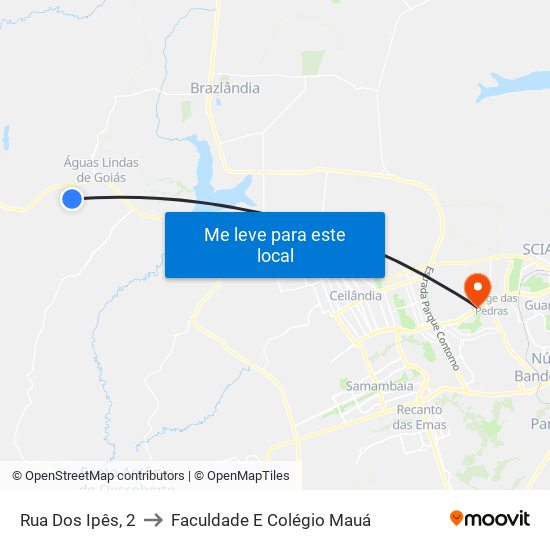 Rua Dos Ipês, 2 to Faculdade E Colégio Mauá map