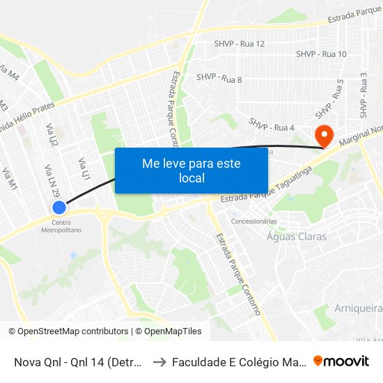 Nova Qnl - Qnl 14 (Detran) to Faculdade E Colégio Mauá map