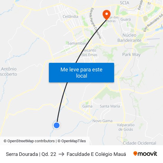 Serra Dourada | Qd. 22 to Faculdade E Colégio Mauá map