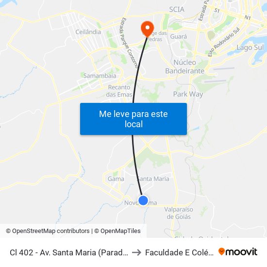 Cl 402 - Av. Santa Maria (Parada Do Terminal) to Faculdade E Colégio Mauá map