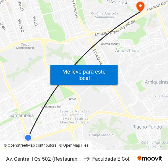 Av. Central | Qs 502 (Restaurante Comunitário) to Faculdade E Colégio Mauá map