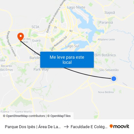 Parque Dos Ipês | Área De Lazer Do Crixá to Faculdade E Colégio Mauá map