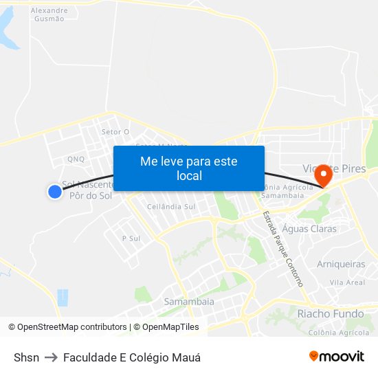 Shsn to Faculdade E Colégio Mauá map