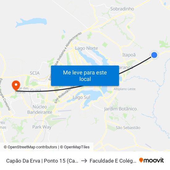 Capão Da Erva | Ponto 15 (Casai Brasília) to Faculdade E Colégio Mauá map