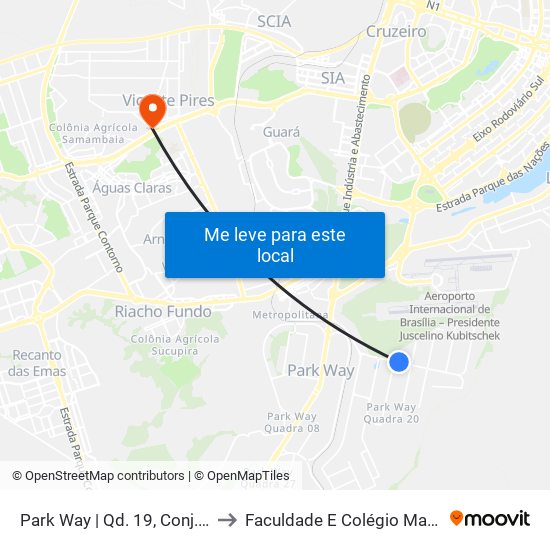 Park Way | Qd. 19, Conj. 1 to Faculdade E Colégio Mauá map