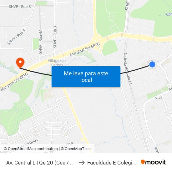 Av. Central L | Qe 20 (Cee / Hospital) to Faculdade E Colégio Mauá map