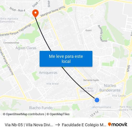 Via Nb-05 | Vila Nova Divinéia to Faculdade E Colégio Mauá map