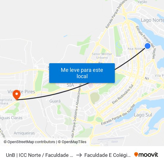 Unb | Icc Norte / Faculdade De Direito to Faculdade E Colégio Mauá map