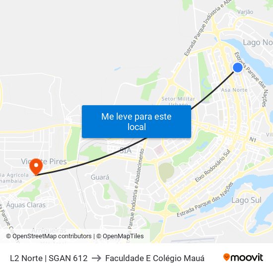 L2 Norte | SGAN 612 to Faculdade E Colégio Mauá map