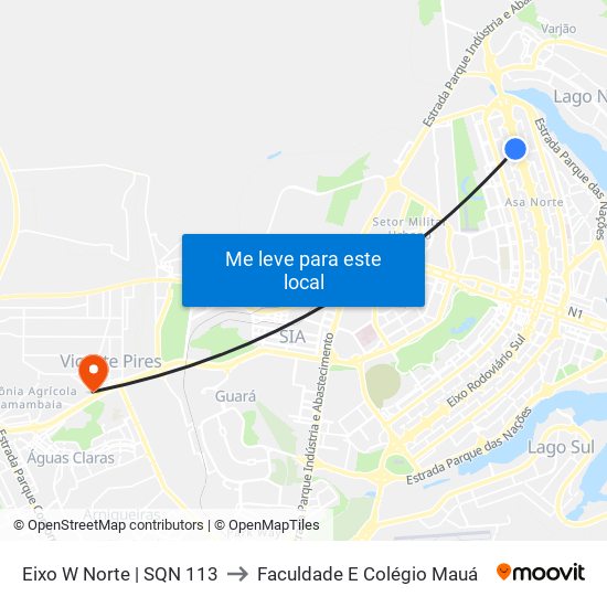 Eixo W Norte | Sqn 113 to Faculdade E Colégio Mauá map