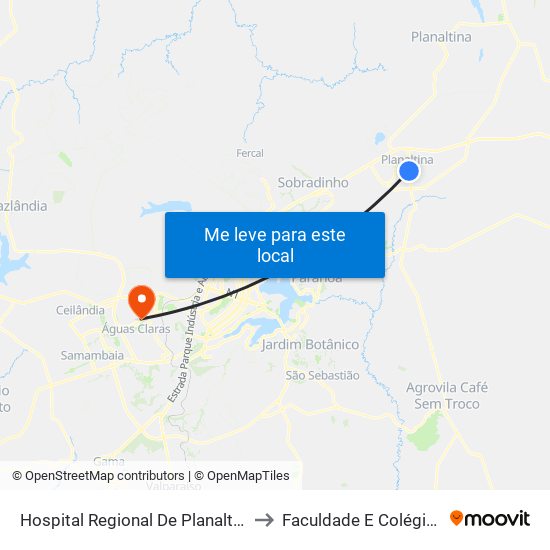 Hospital Regional De Planaltina / Cras to Faculdade E Colégio Mauá map