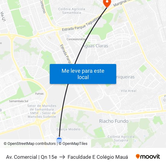 Av. Comercial | Qn 15e to Faculdade E Colégio Mauá map