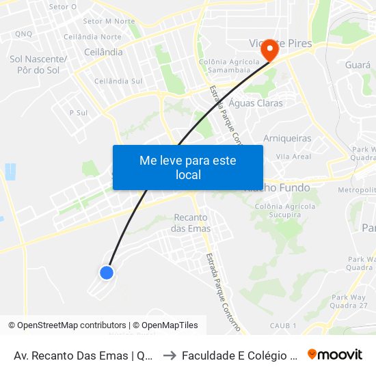 Av. Recanto Das Emas | Qd. 308 to Faculdade E Colégio Mauá map
