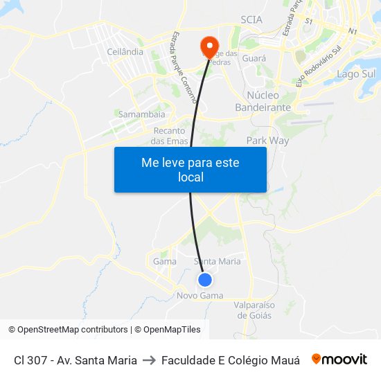 Cl 307 - Av. Santa Maria to Faculdade E Colégio Mauá map