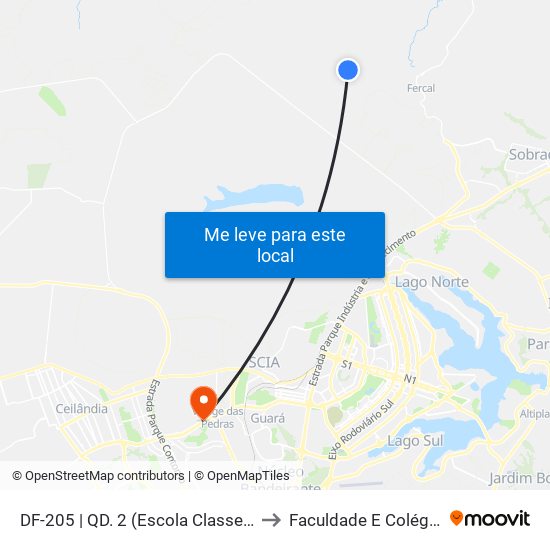 DF-205 | QD. 2 (Escola Classe Boa Vista) to Faculdade E Colégio Mauá map